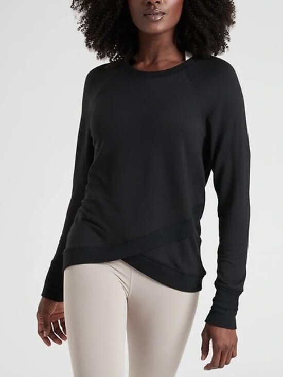 Athleta Sweaters - Athleta Criss Cross Black Modal Crew Neck Sweatshirt Size M